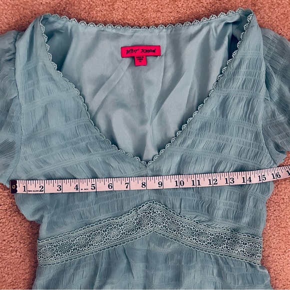 Betsy Johnson Sky Blue Vintage Inspired Short Sleeve Dress SZ Medium - Picture 6 of 15